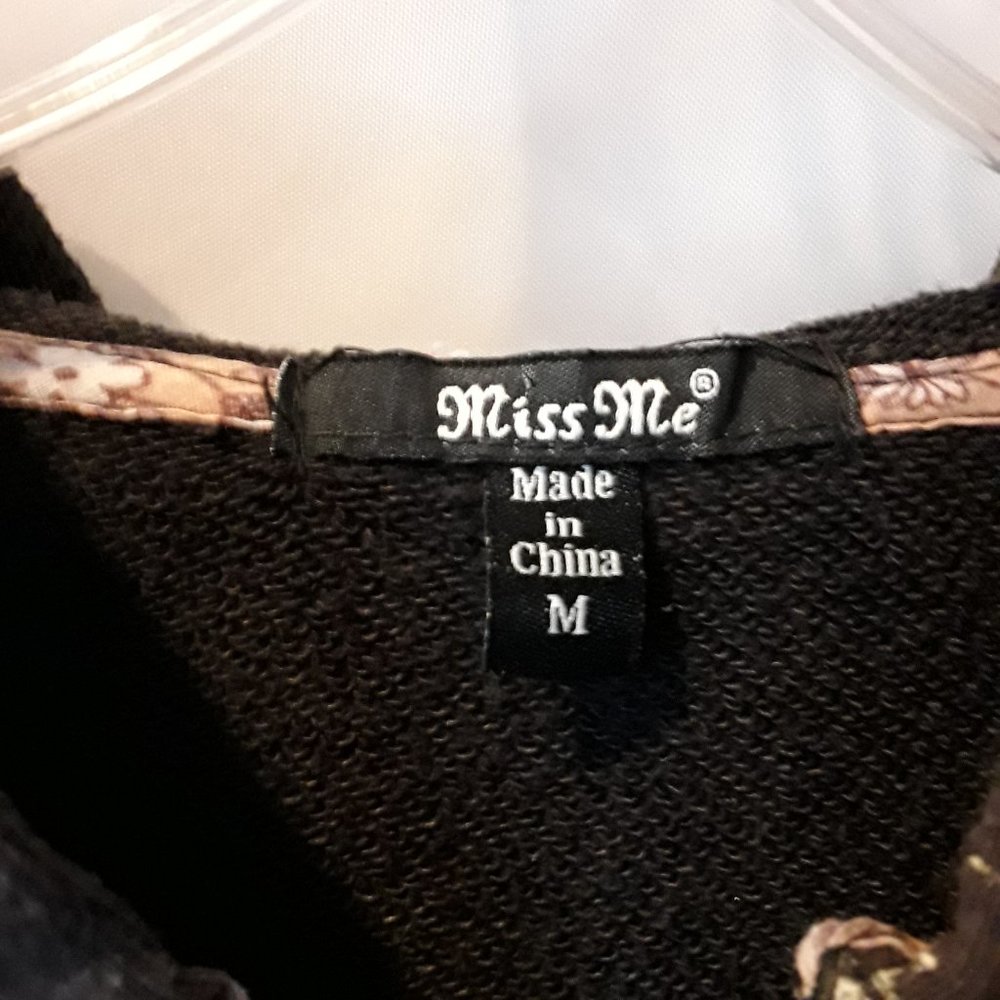 Miss Me brown tan floral hooded zip sweatshirt - Picture 4 of 10